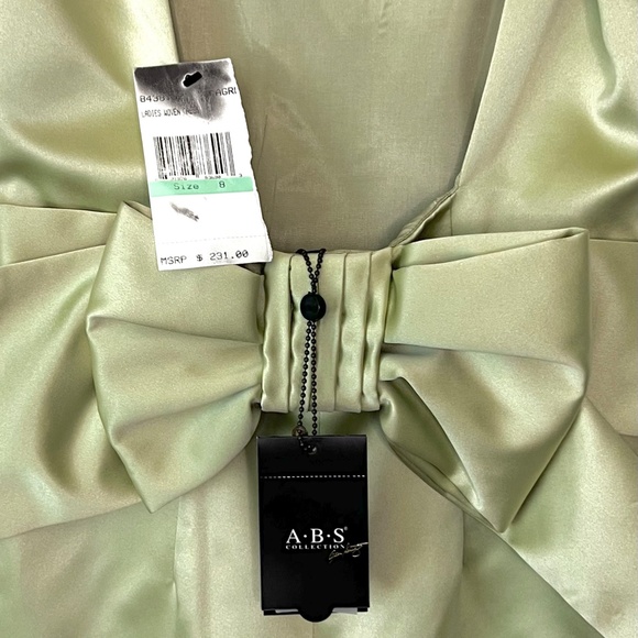 ABS Allen Schwartz Sea Green  Satin with Bow Back Dress, 8 - Picture 3 of 6